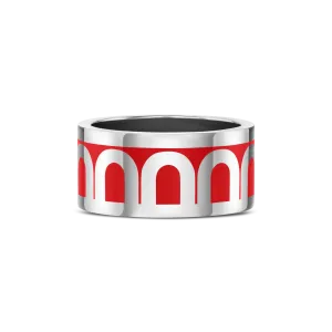 L'Arc de DAVIDOR Ring GM, 18k White Gold with Fraise Lacquered Ceramic