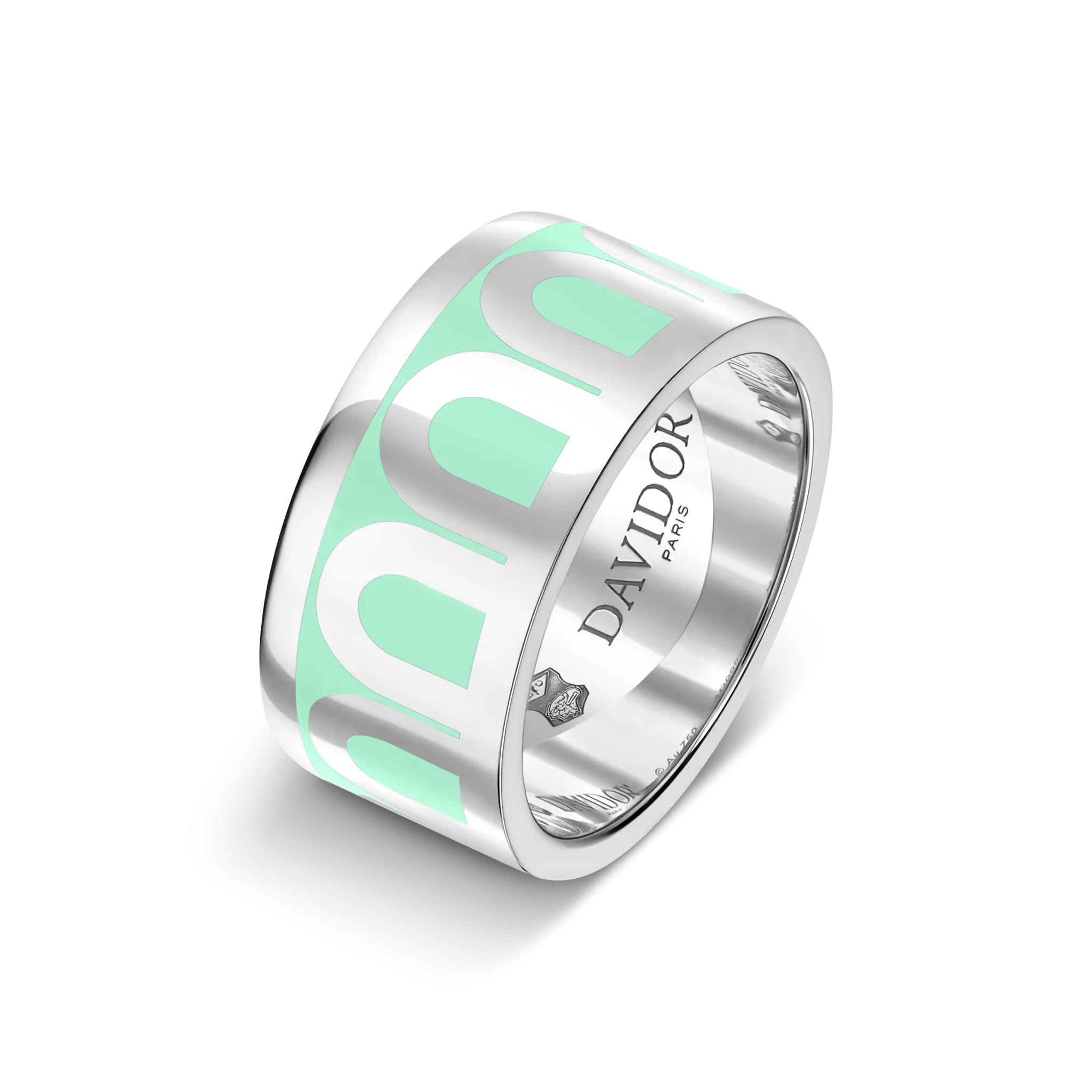 L'Arc de DAVIDOR Ring GM, 18k White Gold with Palm Beach Lacquered Ceramic