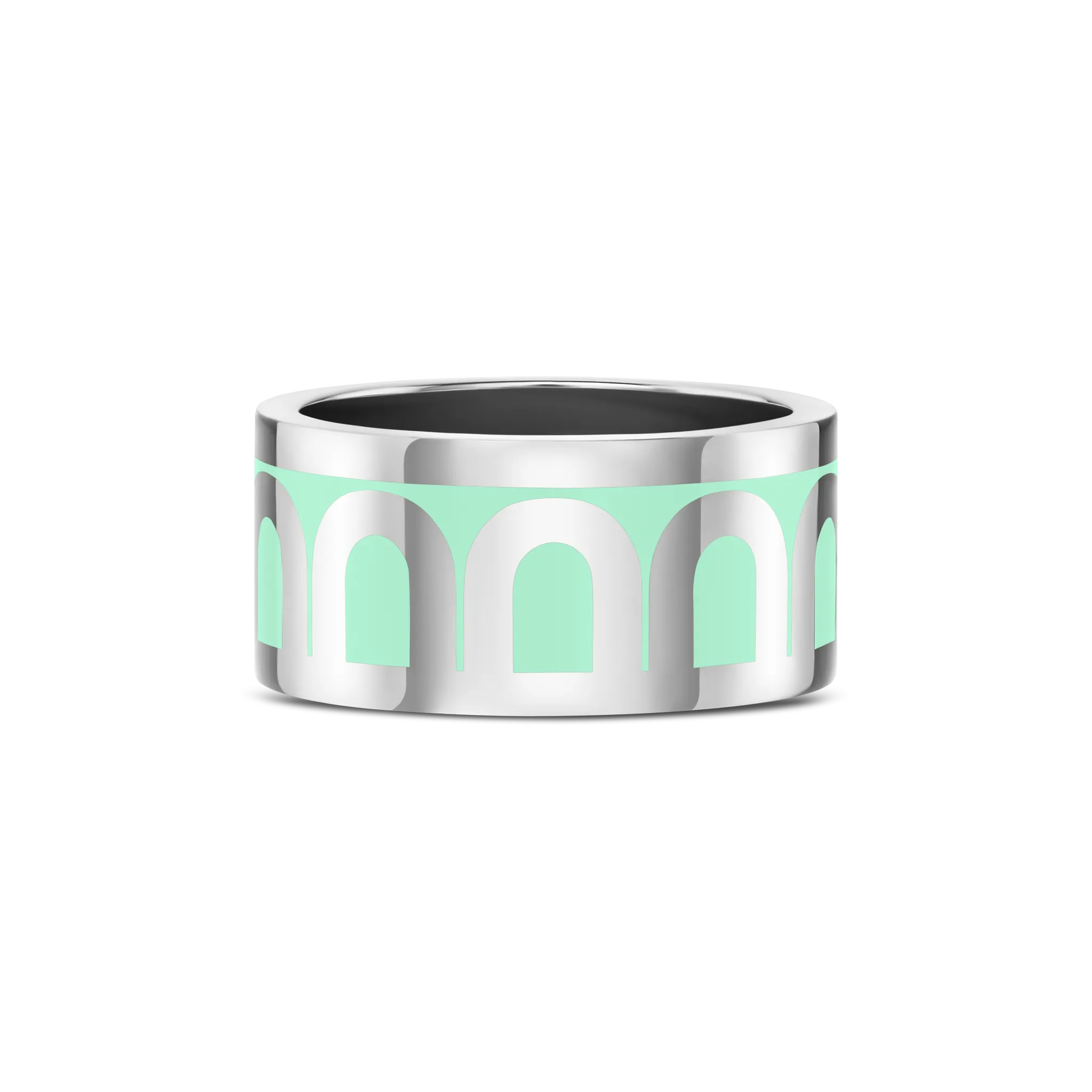 L'Arc de DAVIDOR Ring GM, 18k White Gold with Palm Beach Lacquered Ceramic