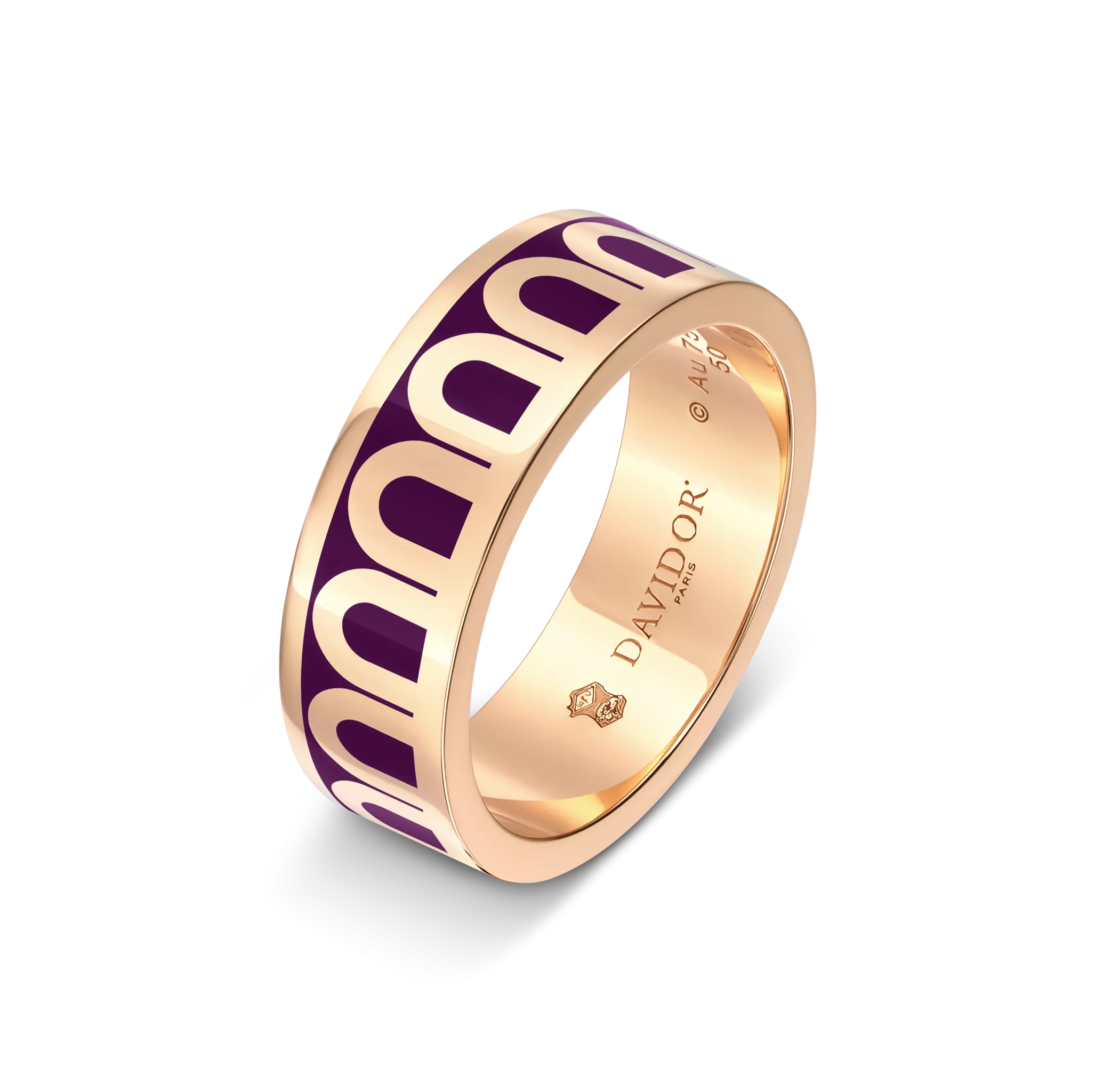 L'Arc de DAVIDOR Ring MM, 18k Rose Gold with Aubergine Lacquered Ceramic