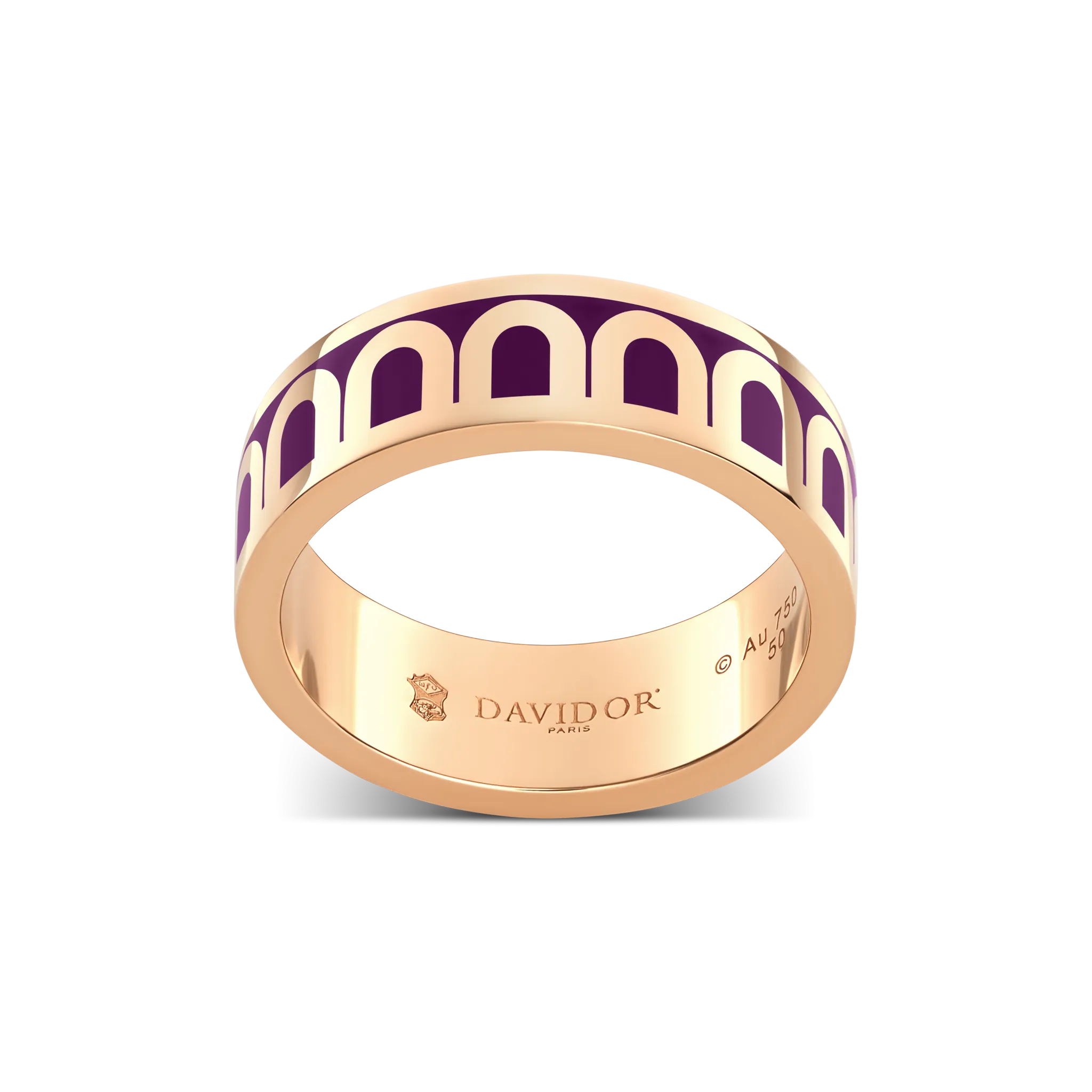 L'Arc de DAVIDOR Ring MM, 18k Rose Gold with Aubergine Lacquered Ceramic