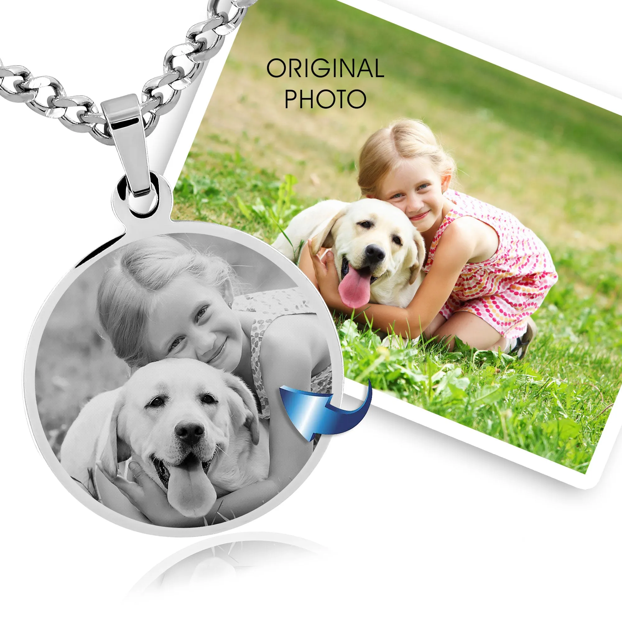 Large Circle Necklace - Photo Engraving
