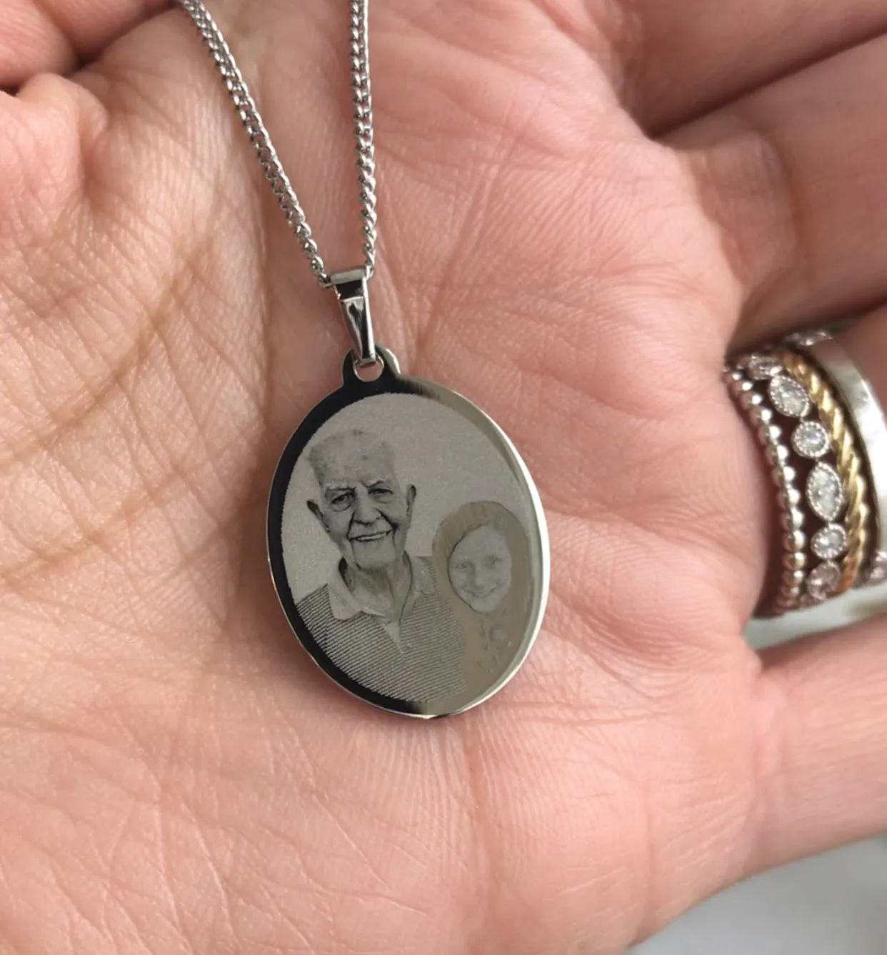 Large Oval Necklace- Photo Engraving