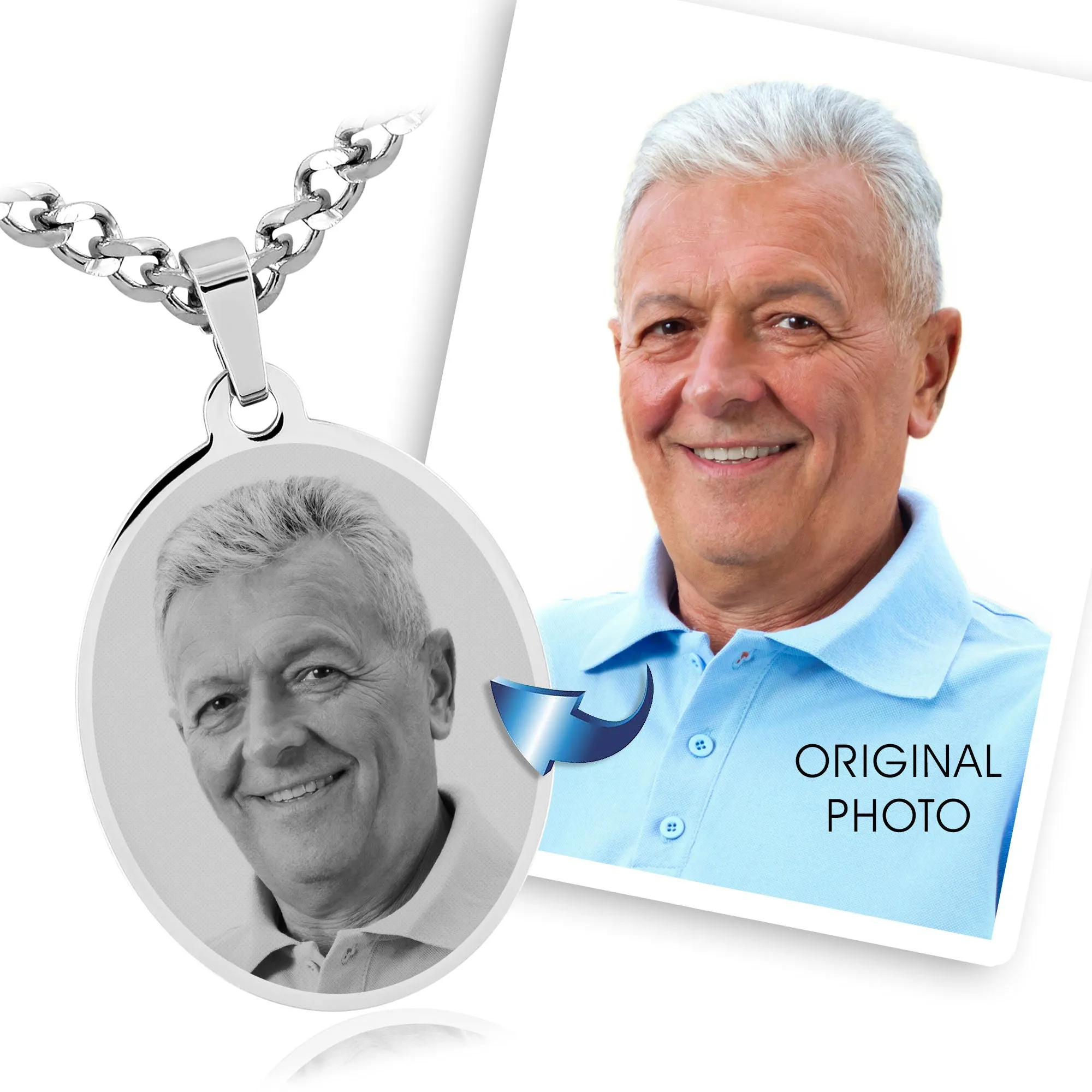 Large Oval Necklace- Photo Engraving