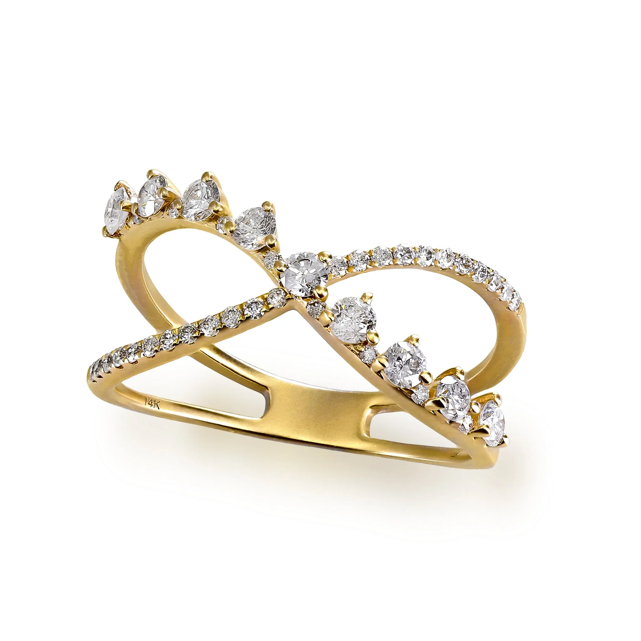 Liza Beth Diamond Gold Criss Cross Ring