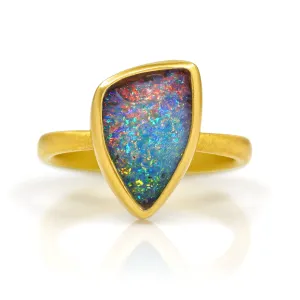Lola Brooks Shimmery Triangular Boulder Opal Gold Ring