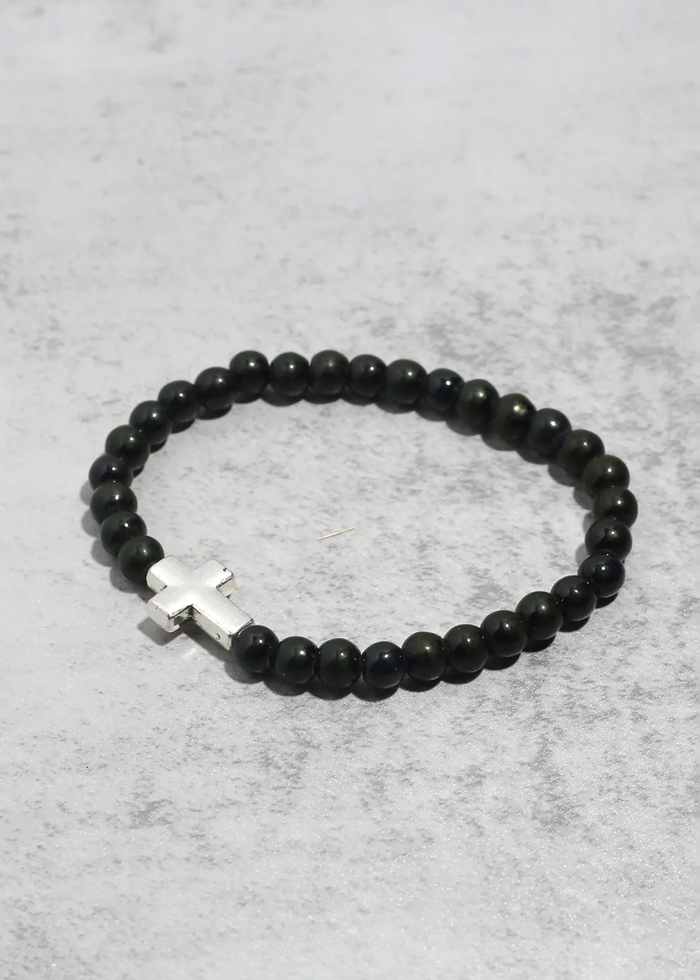 Marbled Cross Bead Bracelet