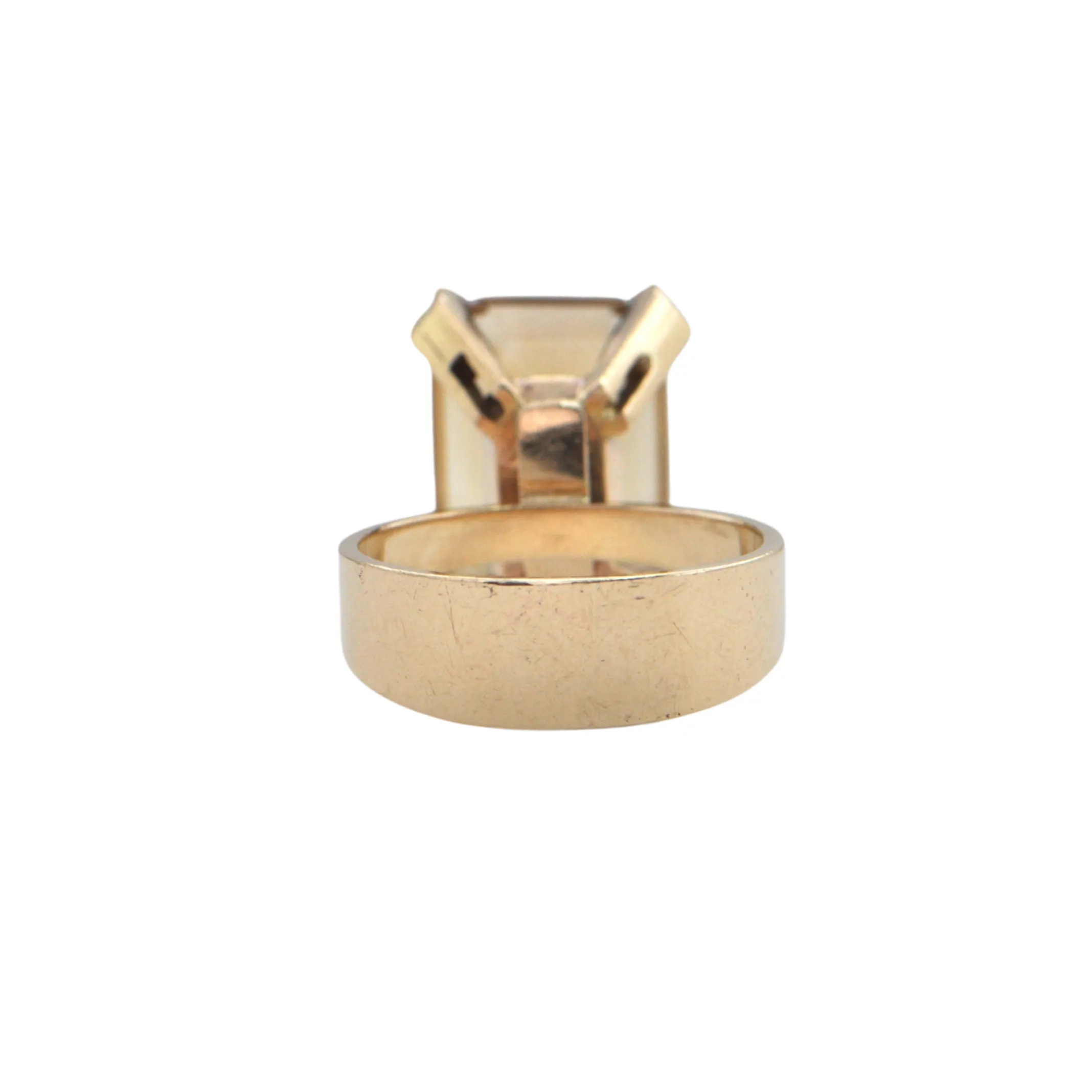 Mid-Century Brutalist Citrine 10K Gold Cocktail Ring