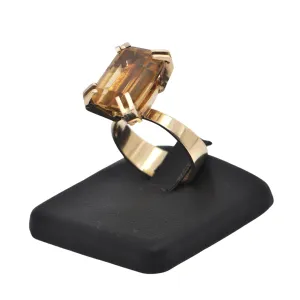 Mid-Century Brutalist Citrine 10K Gold Cocktail Ring