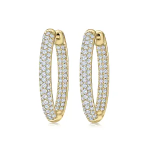 Moonlight Oval Hoop Earrings with Pav?? Diamonds