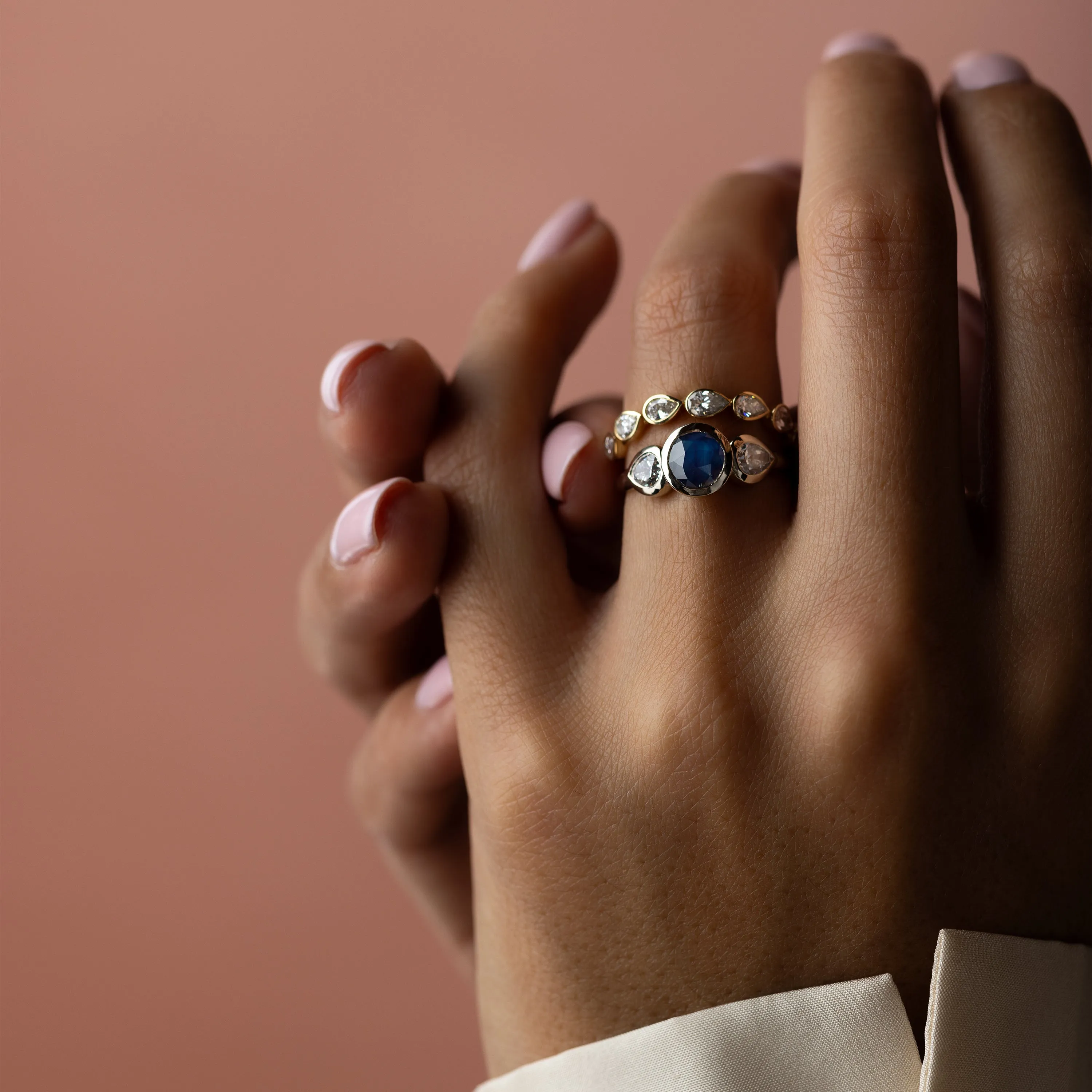Moonrise Ring, 1.76ct. Round Cut Blue Nigerian Sapphire