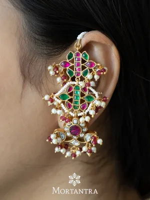 Multicolor Gold Plated Jadau Kundan Earrings - ME1065M