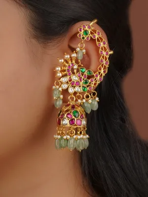 Multicolor Gold Plated Jadau Kundan Earrings - ME1325M