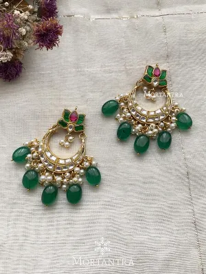 Multicolor Gold Plated Thappa Jadau Kundan Earrings - TJ-E35M