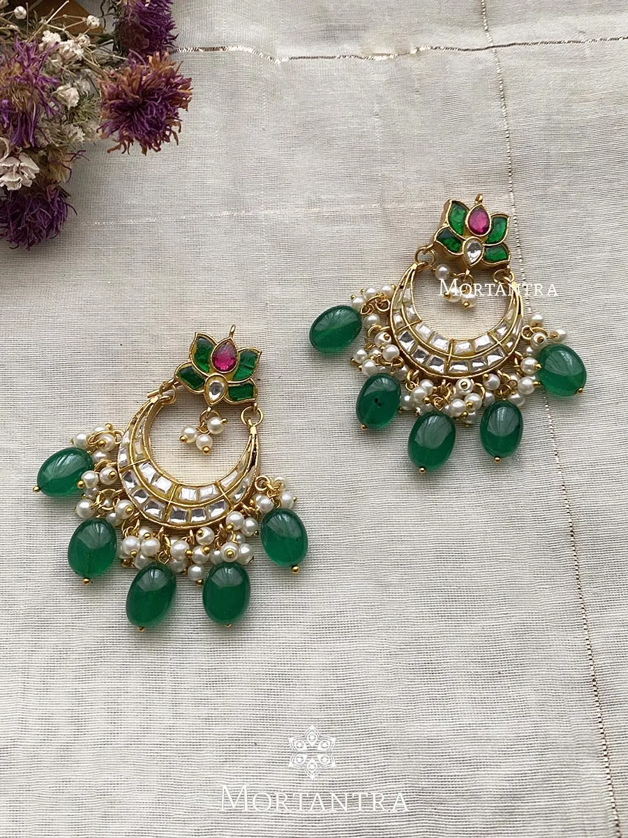Multicolor Gold Plated Thappa Jadau Kundan Earrings - TJ-E35M