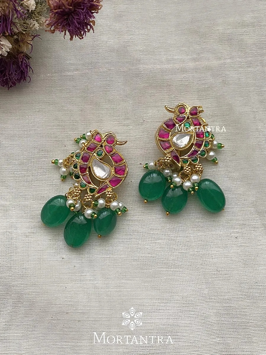 Multicolor Gold Plated Thappa Jadau Kundan Earrings - TJ-E38M