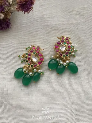 Multicolor Gold Plated Thappa Jadau Kundan Earrings - TJ-E38M