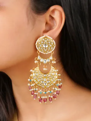 Multicolor Gold Plated Thappa Jadau Kundan Earrings - TJ-E90A