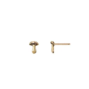 Mushroom 14K Gold Symbol Stud