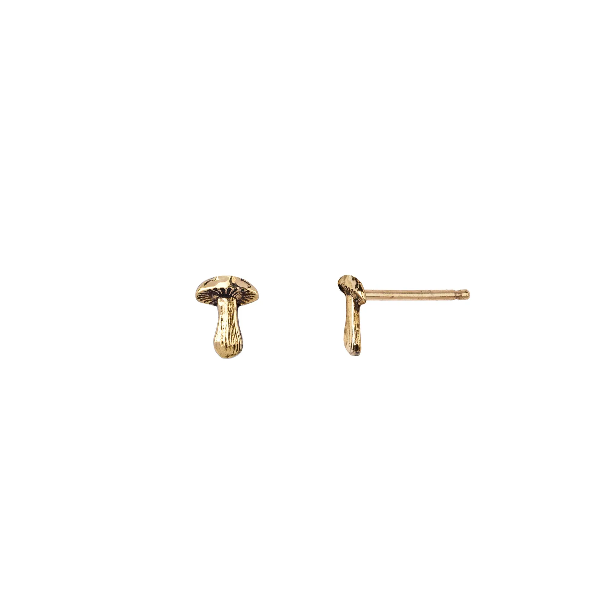 Mushroom 14K Gold Symbol Stud
