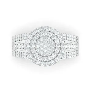 Omoni Round Cluster Natural Diamond Engagement Ring in 18K Gold