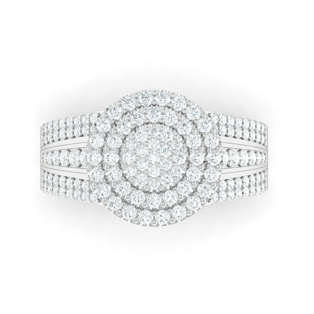 Omoni Round Cluster Natural Diamond Engagement Ring in 18K Gold