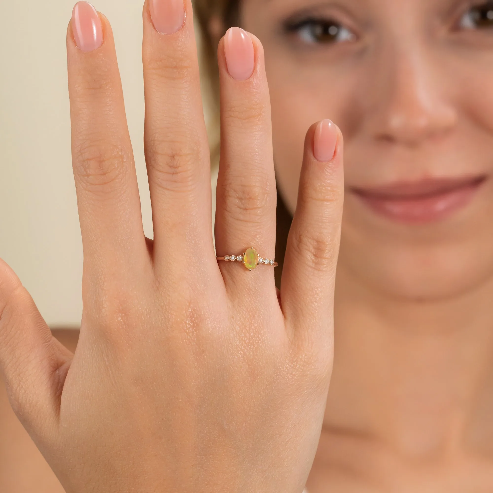 Opal and Diamond Engagement Ring, Genevieve