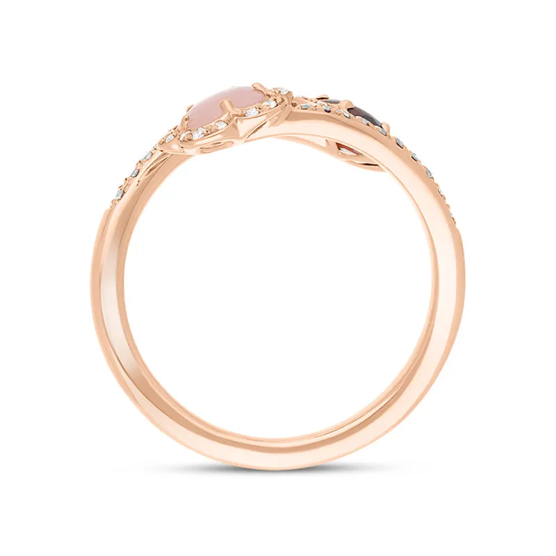 Pasquale Bruni Figlia Dei Fiori 18ct Rose Gold Chalcedony Garnet Diamond Flower Ring