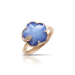 Pasquale Bruni Petit Joli 18ct Rose Gold White and Champagne Diamond Agate Lapis Lazuli Doublet Ring