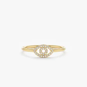 Pave Diamond Evil Eye Outline Ring, Ygritte