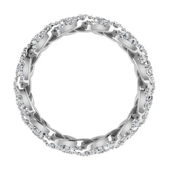 Pave Diamond Twist Eternity Ring Band 18K Gold (1.20 ct. tw.)