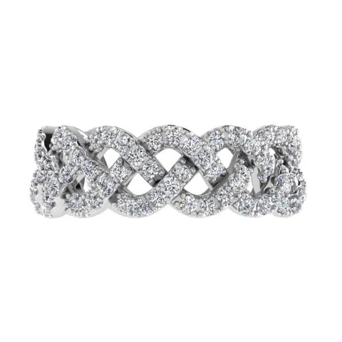 Pave Diamond Twist Eternity Ring Band 18K Gold (1.20 ct. tw.)