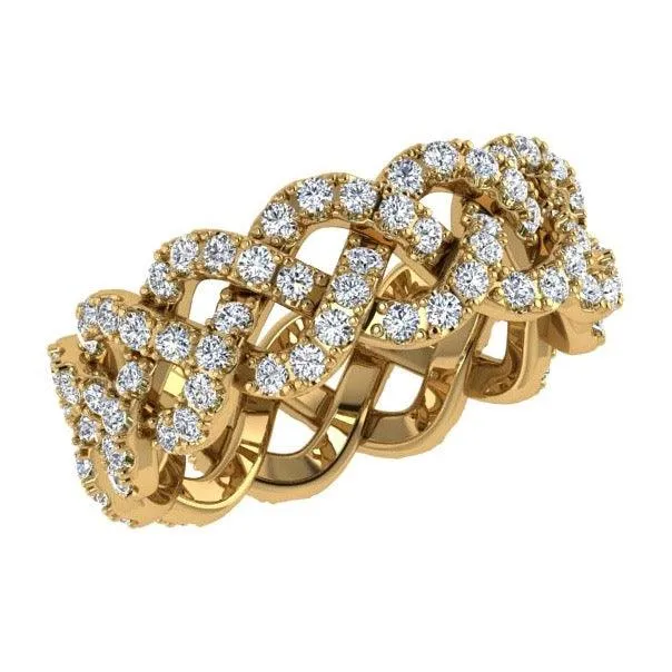 Pave Diamond Twist Eternity Ring Band 18K Gold (1.20 ct. tw.)