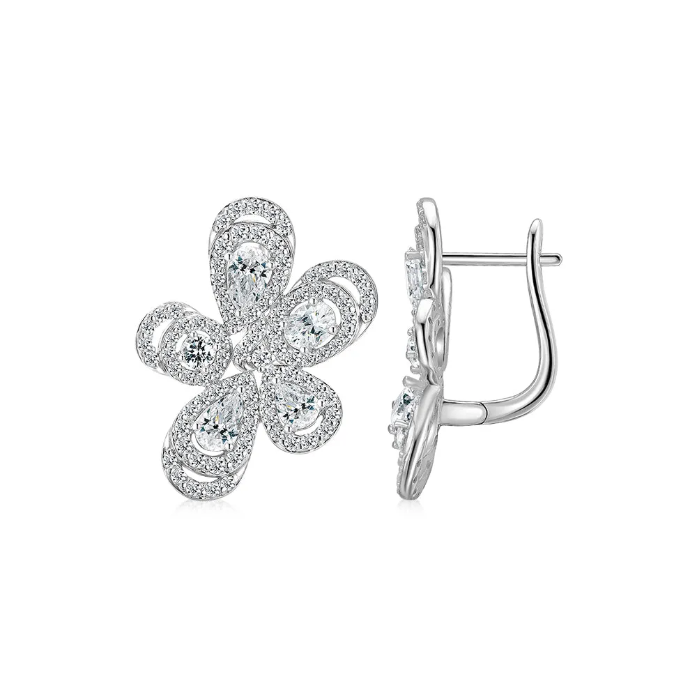 Pear, Oval and Round Brilliant fancy earrings with 2.99 carats* of diamond simulants in 10 carat white gold