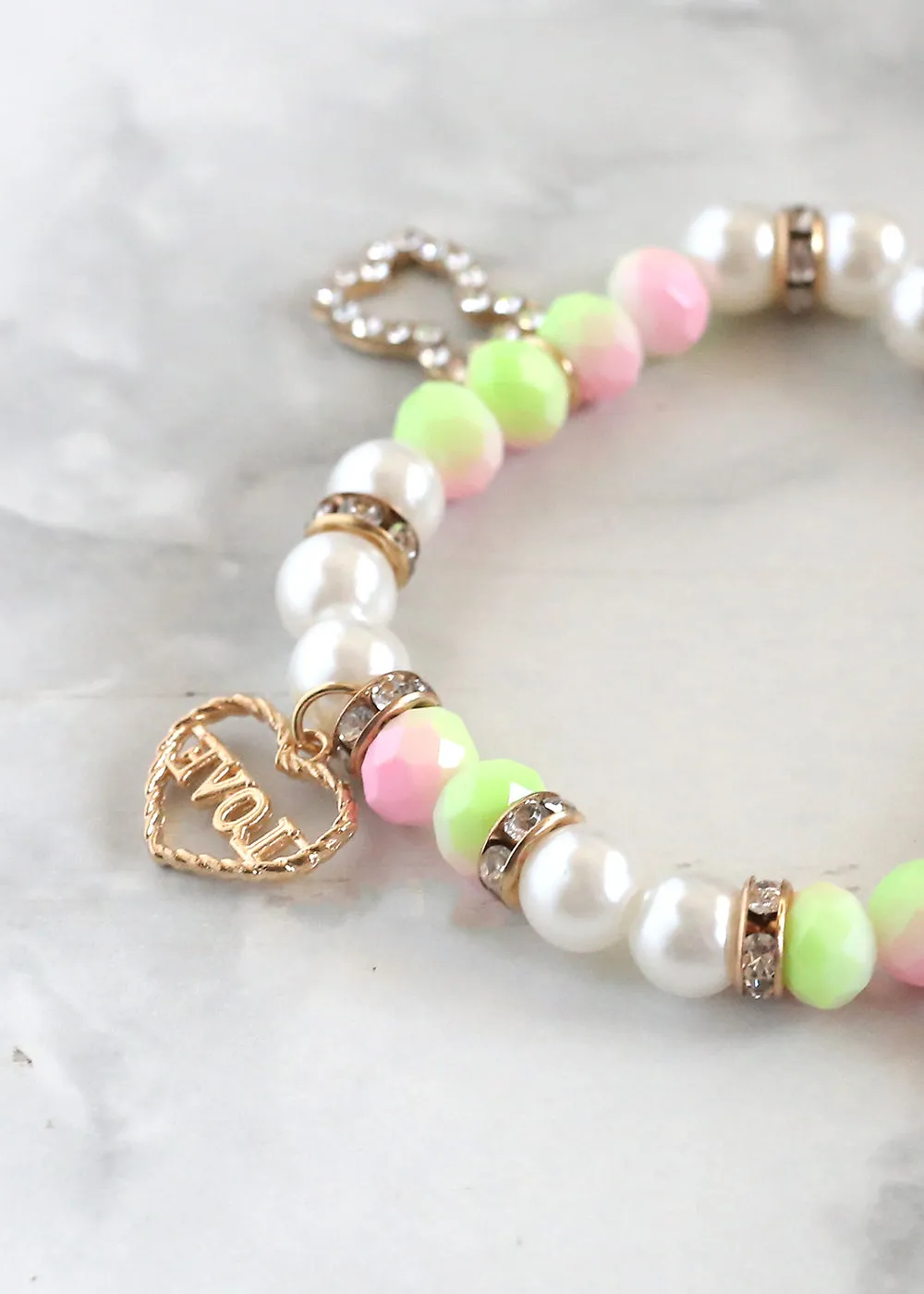 Pearl and Bead Charm Bracelet