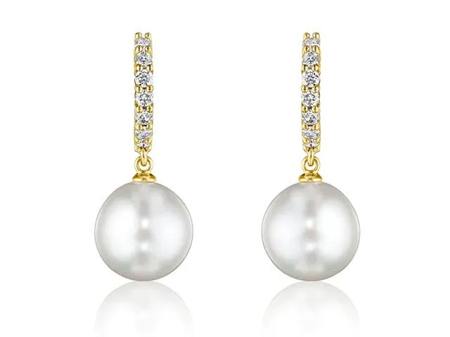 Pearl Drop Hoop Earrings