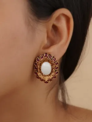 Pink Color Gold Plated Faux Polki Earrings - PK-E39M