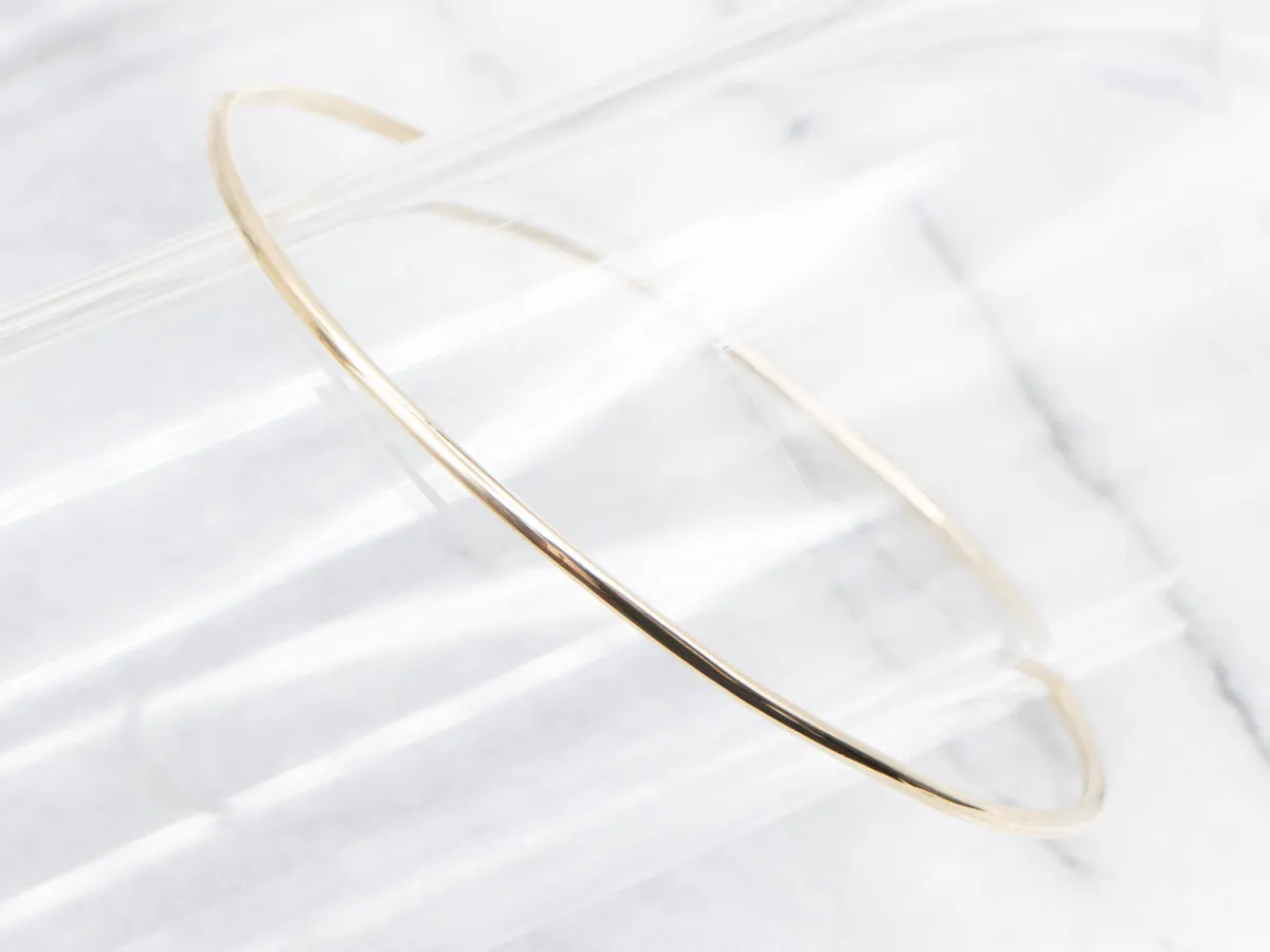 Polished Gold Wire Bangle Bracelet