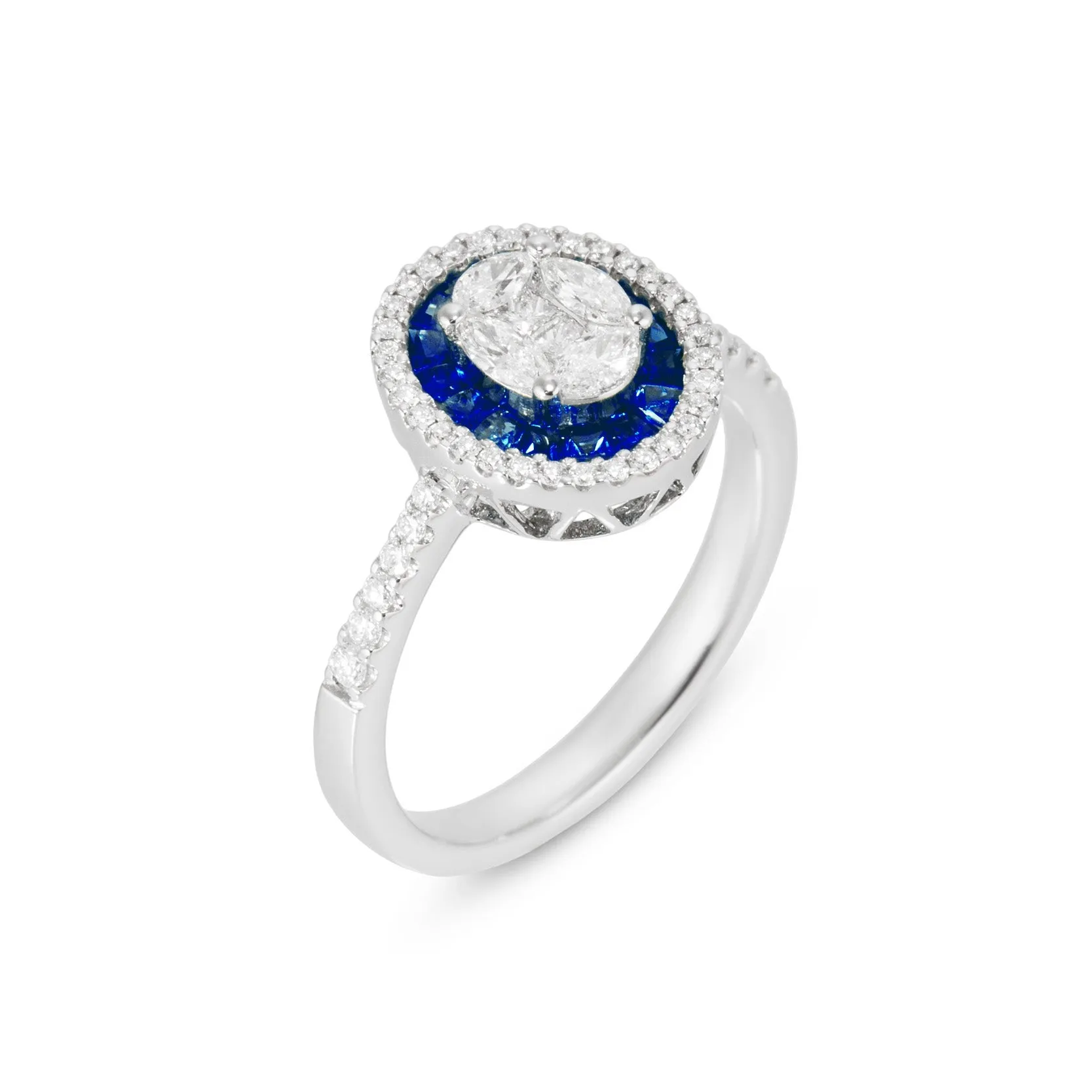 Ponte Vecchio Benvenuto 18ct White Gold Sapphire 0.60 Diamond Ring