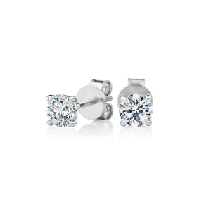 Premium Certified Lab-Grown Diamond, 1.00 carat TW round brilliant stud earrings in 14 carat white gold