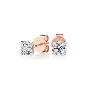 Premium Certified Lab-Grown Diamond, 1.00 carat TW round brilliant stud earrings in 18 carat rose gold