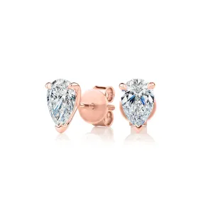 Premium Certified Lab-Grown Diamond, 1.40 carat TW pear stud earrings in 14 carat rose gold