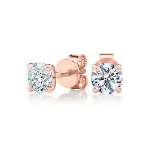 Premium Certified Lab-Grown Diamond, 1.40 carat TW round brilliant stud earrings in 18 carat rose gold
