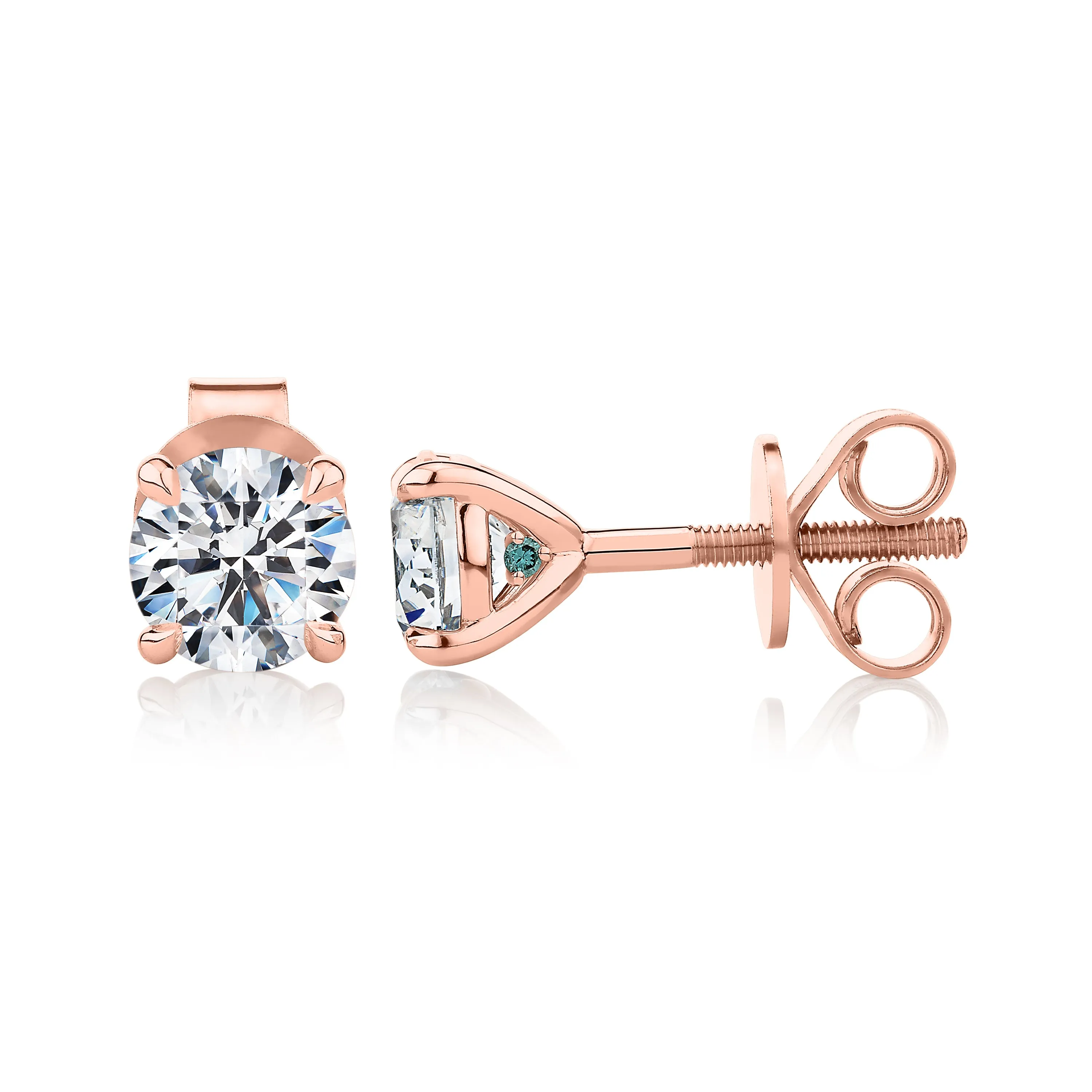 Premium Certified Lab-Grown Diamond, 1.40 carat TW round brilliant stud earrings in 18 carat rose gold