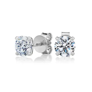 Premium Certified Lab-Grown Diamond, 2.00 carat TW round brilliant stud earrings in 18 carat white gold