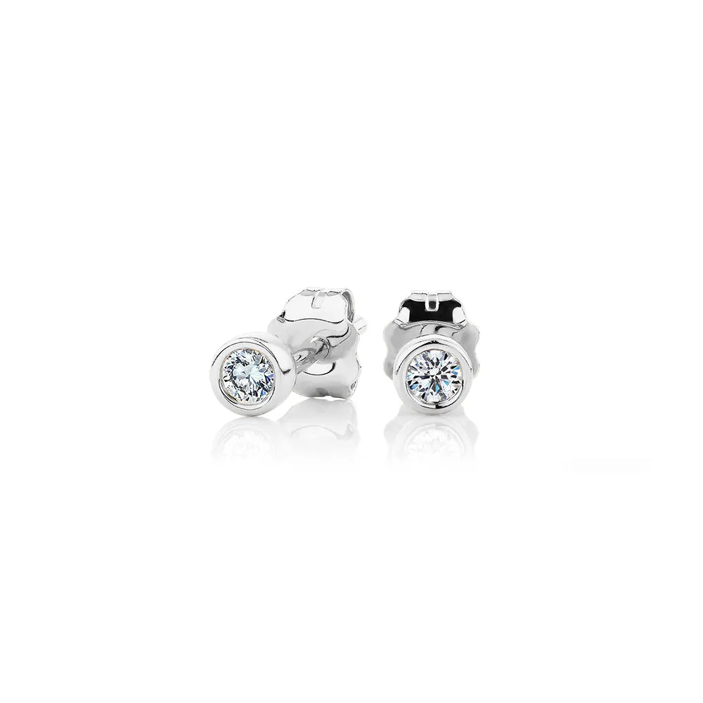 Premium Lab-Grown Diamond, 0.10 carat TW round brilliant stud earrings in 10 carat white gold