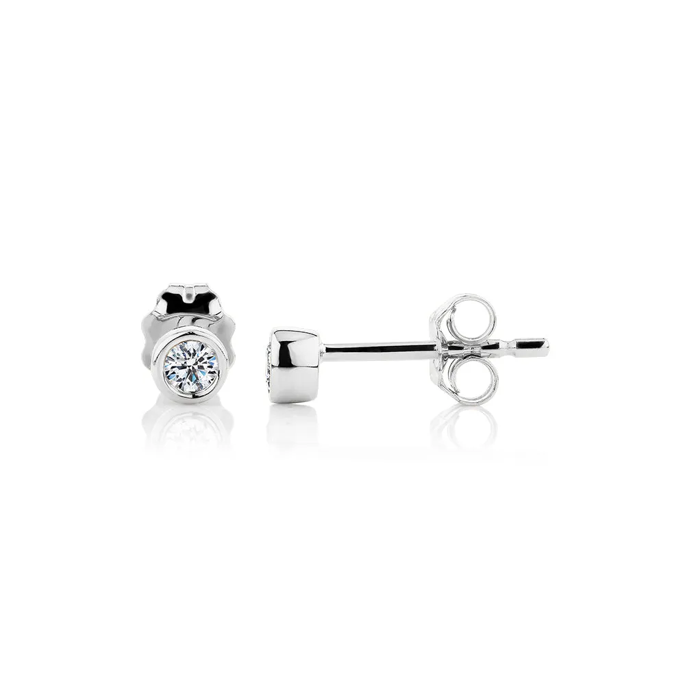 Premium Lab-Grown Diamond, 0.10 carat TW round brilliant stud earrings in 10 carat white gold