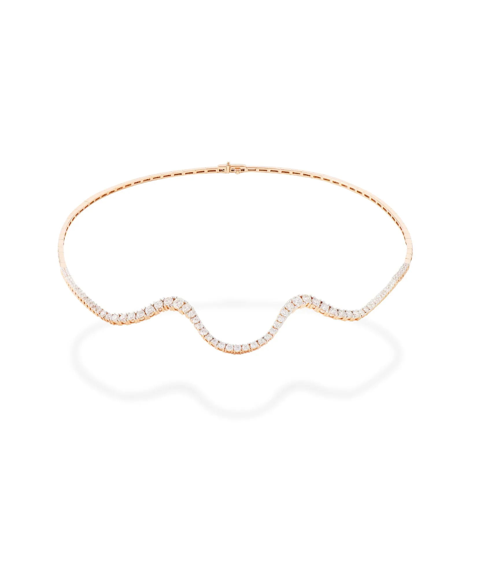 Radiant Half Choker 18K Rosegold Necklace w. Diamonds