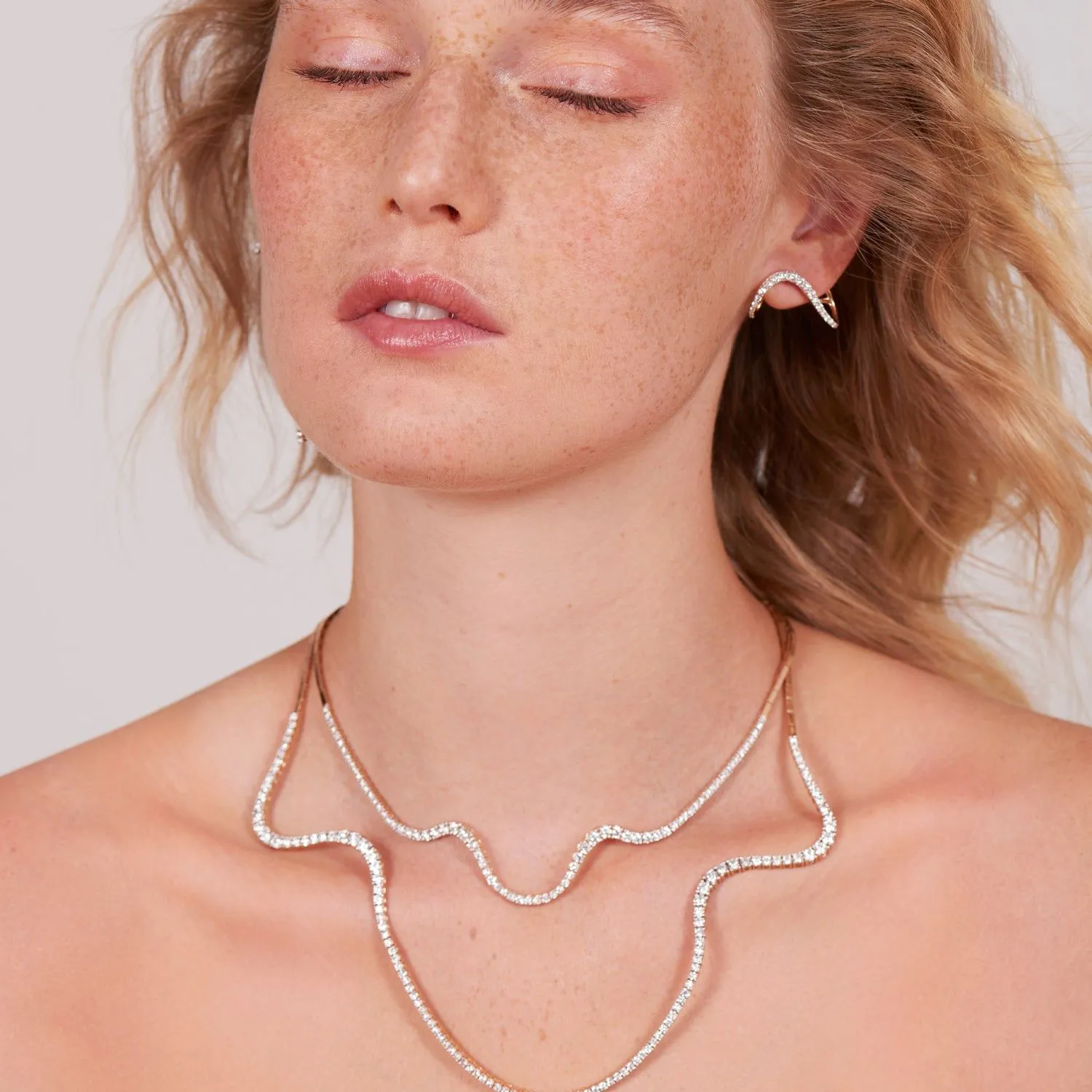 Radiant Half Choker 18K Rosegold Necklace w. Diamonds