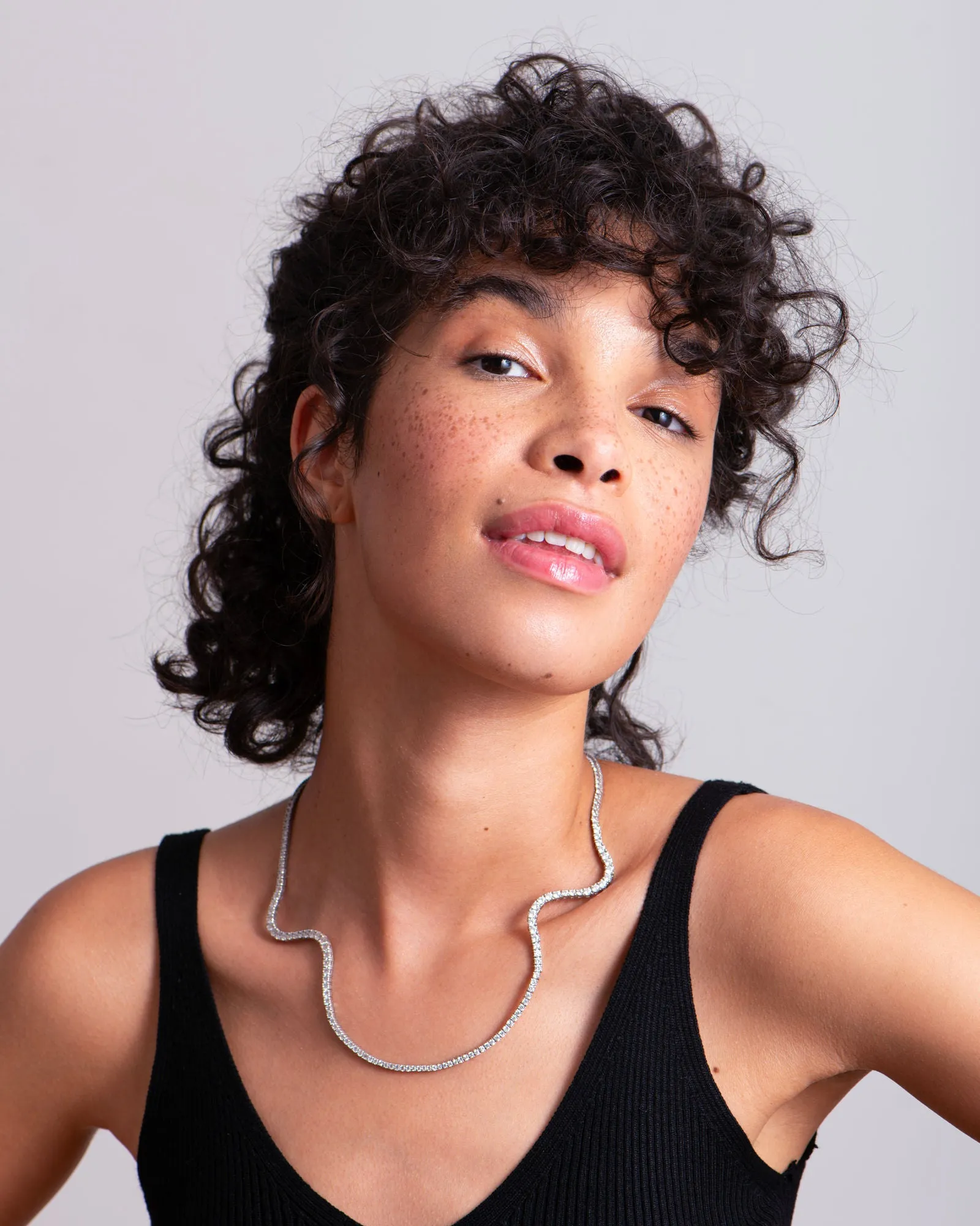 Radiant Pav?? Choker 18K Whitegold Necklace w. Diamonds